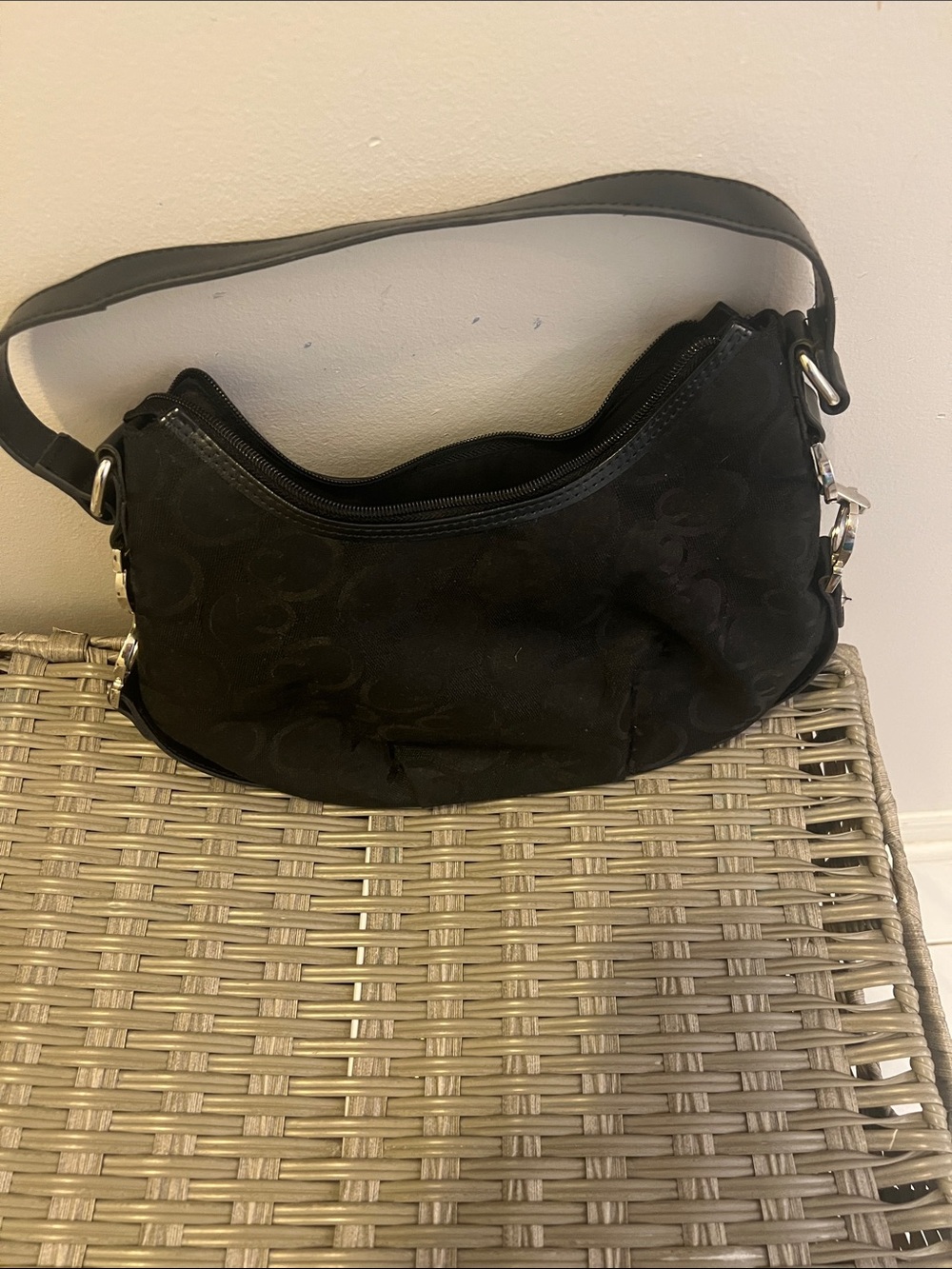 Vintage Y2K Collection Debenhams Black Monogram Hobo Shoulder Bag